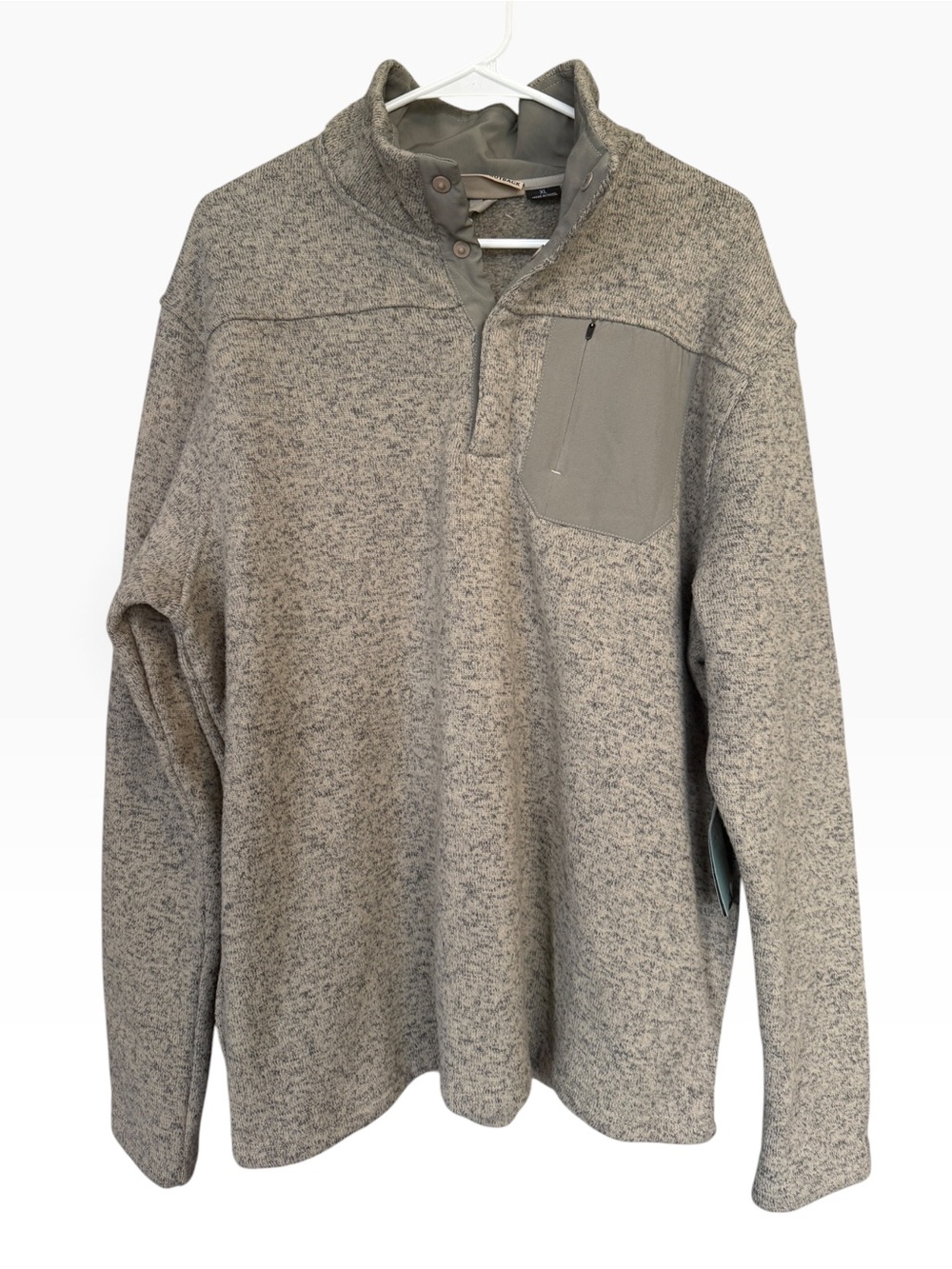 NWT American Outback Men's XL Gray Brown Quarter-Zip Sweater with Chest Pocket